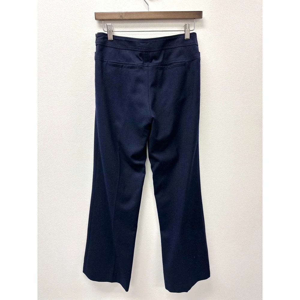 Tory Burch Wool Sailor Style Wide Leg‎ Pants Navy 2
